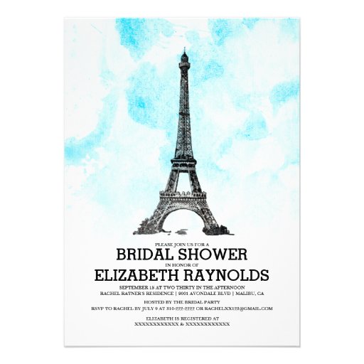 Modern Paris Bridal Shower Invitations Personalized Announcement
