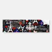 Modern Paris French black collage Bumper Stickers