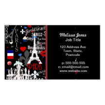 Modern Paris French black collage Business Card Templates
