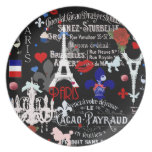 Modern Paris French black collage plates