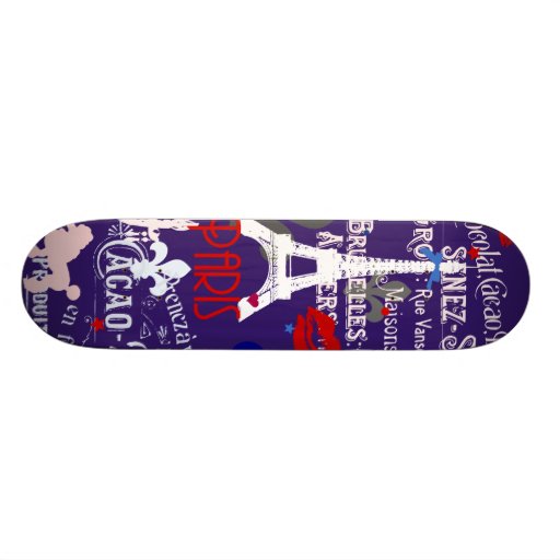 Modern Paris French black collage Skateboard Deck Zazzle