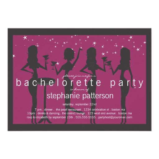 Modern Party Girls Cocktail Bachelorette Party 5x7 Paper Invitation Card Zazzle