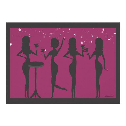 Modern Party Girls Cocktail Bachelorette Party Invitations