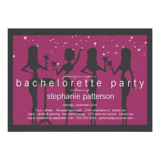 Modern Party Girls Cocktail Bachelorette Party Invitations (front side)