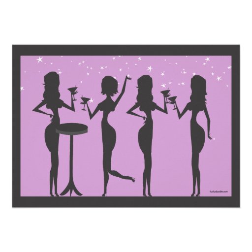 Modern Party Girls Cocktail Bachelorette Party Custom Invitations