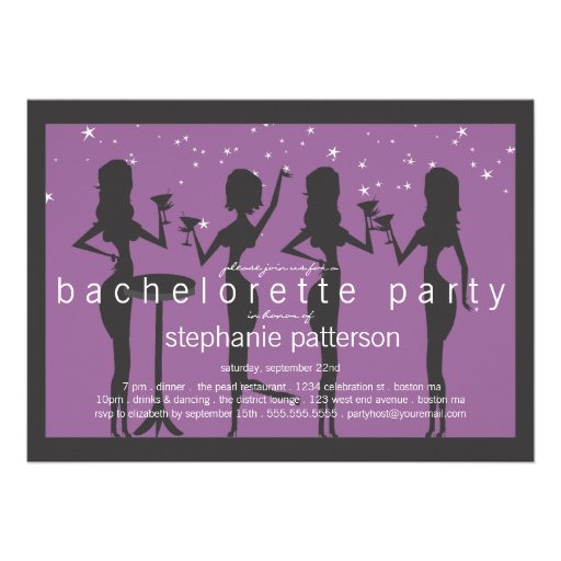 Modern Party Girls Cocktail Bachelorette Party Custom Invitations (front side)