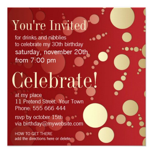 Modern Passion Red+Gold Birthday Invitations