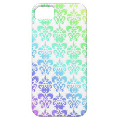 Modern pastel rainbow damask iPhone 5 cases