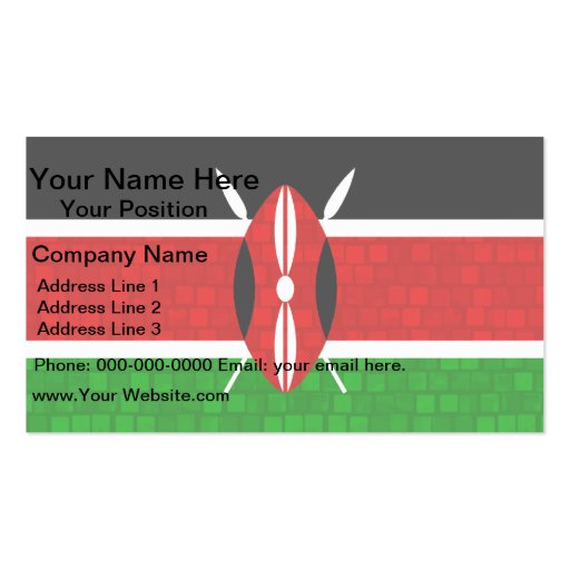 Modern Pattern Kenyan Flag Business Card Templates (front side)