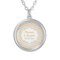 Modern peach, grey, ivory chevron pattern custom necklaces
