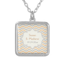 Modern peach, grey, ivory chevron pattern custom necklaces