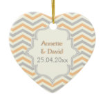 Modern peach, grey, ivory chevron pattern custom ornaments