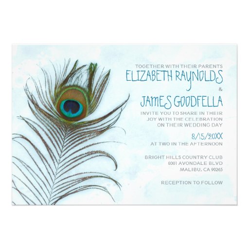 Modern Peacock Feather Wedding Invitations