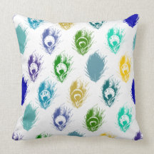 Modern Peacock feathers print art Throw Pillow
