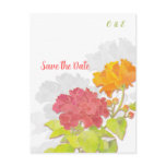 Modern Peony Monogram Floral Wedding Save the Date Postcard