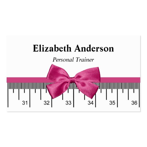 Modern Personal Trainer With Girly Pink Ribbon Business Cards