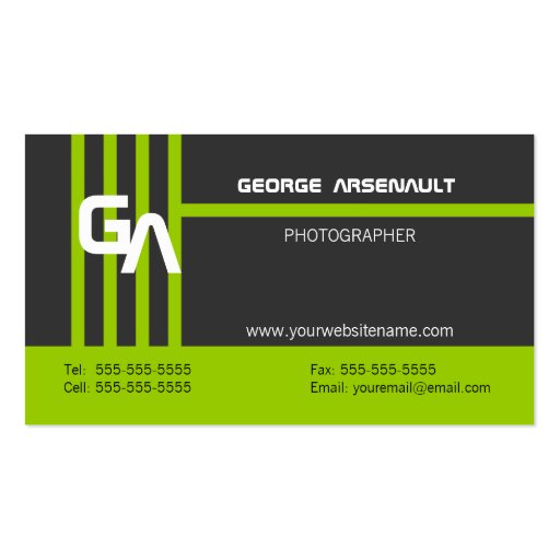 Modern Personalized Green Business Cards (front side)