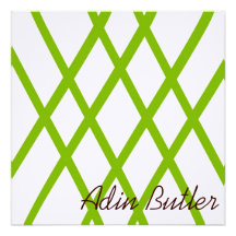 Modern Personalized Lattice in Lime Green Invites