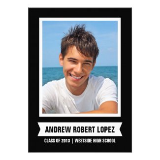 MODERN PHOTO GRADUATION INVITATION | BLACK & WHITE