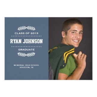 MODERN PHOTO GRADUATION INVITATION | BLUE & GRAY