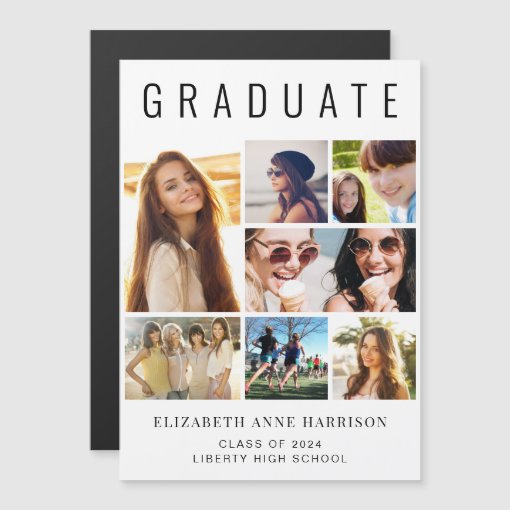 Modern Photo Graduation Magnetic Announcement Zazzle