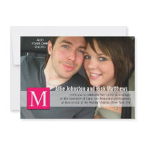Modern Photo Monogram Wedding Invitations Pink