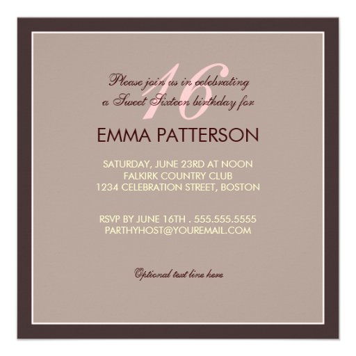 Modern Photo Square Sweet Sixteen Birthday Party Custom Invite