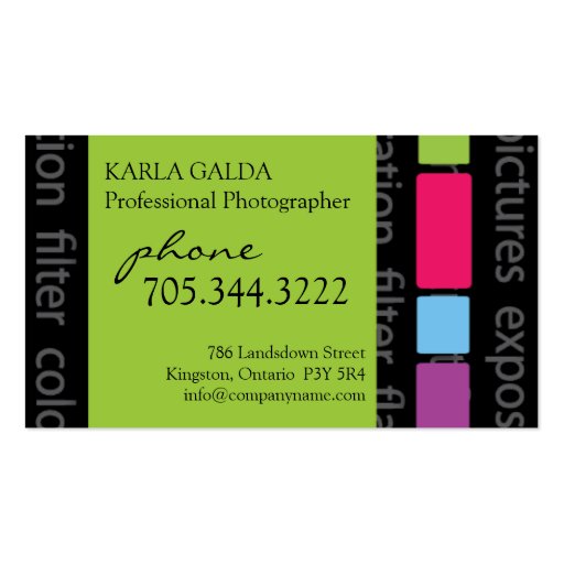 Modern Photographer Business Card (back side)