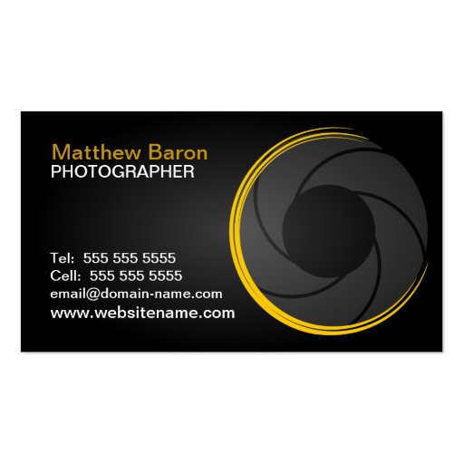 Modern Photographer Yellow Business Cards (back side)