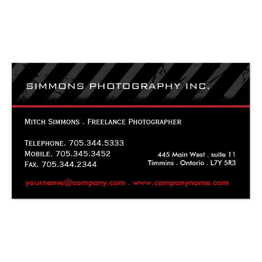 Modern Photography Business Cards (back side)