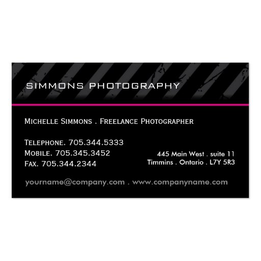 Modern Photography Business Cards (back side)