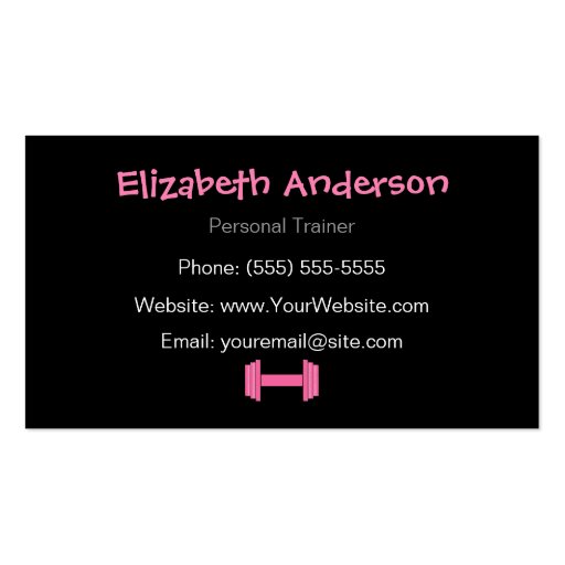 Modern Pink And Black Personal Trainer Business Card Template (back side)