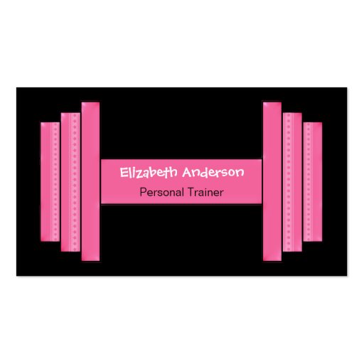 Modern Pink And Black Personal Trainer Business Card Template (front side)