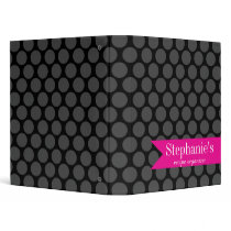 Modern Pink and Black Polka Dot Recipe Organizer 3 Ring Binders