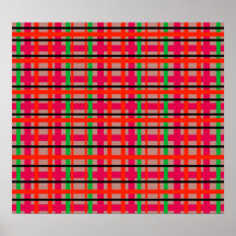 Modern pink and green plaid print