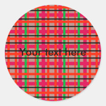 Modern pink and green plaid stickers