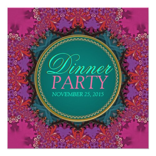 Modern Pink Batik Dinner Party Invitation