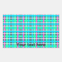 Modern pink blue and green plaid stickers