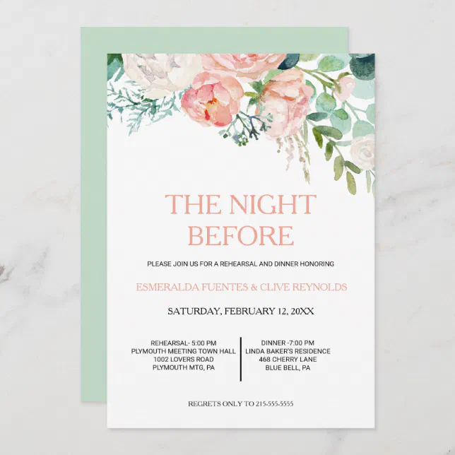 Modern Pink Blush Tropical Floral Rehearsal Dinner Invitation Zazzle