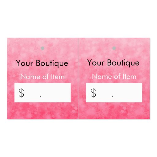 Modern Pink Boutique Hang Tags Soft Chic Glitter Business Card Template (front side)