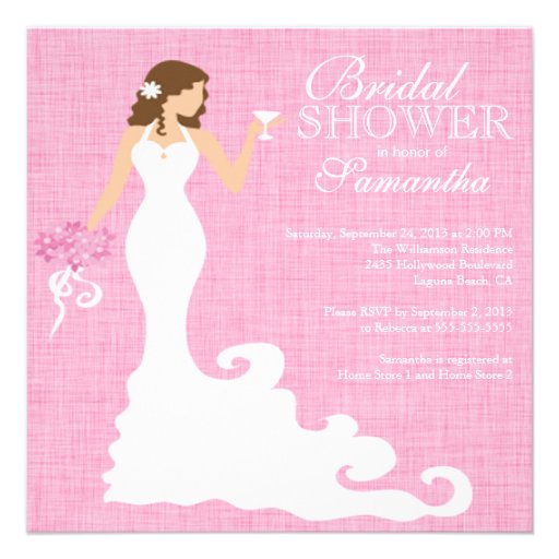 Modern Pink Bride Wine Bridal Shower Personalized Invitation