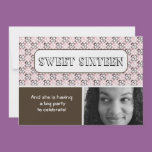 modern pink brown flower patterned sweet sixteen