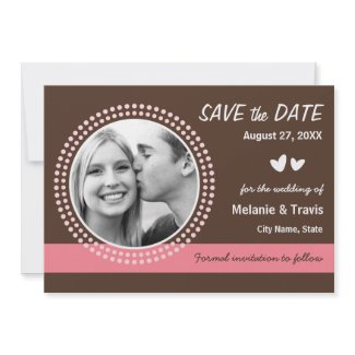 Modern pink brown photo save the date announcement