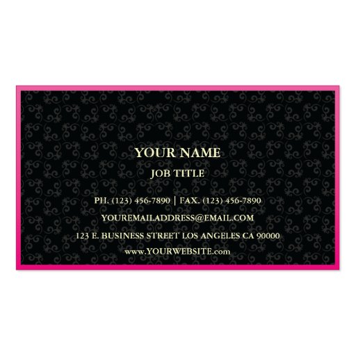 Modern Pink Business Card w/ Damask (back side)