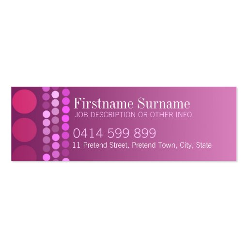 Modern Pink Chic Profile Mini Business Cards (back side)