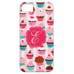 Modern Pink Cupcakes Girly Monogrammed iPhone 5 Case