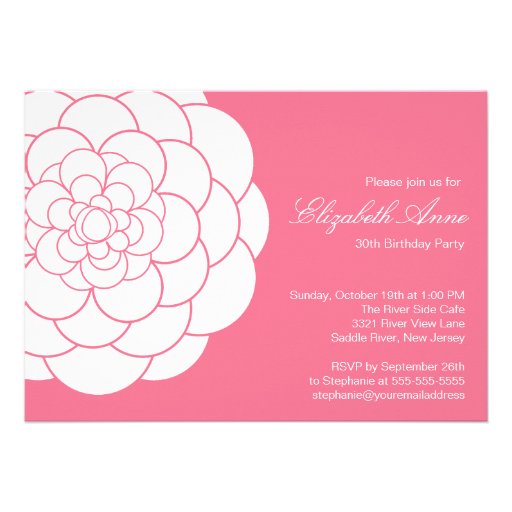 Modern Pink Dahlia Bloom Birthday Party Cards