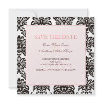 Modern pink damask save the date invitations by theonedesigns Modern pink damask save the date invitations