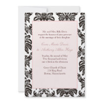 Modern Pink Damask Wedding Invitation