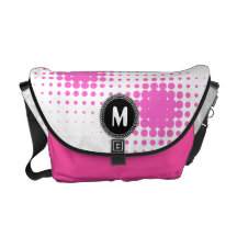 Modern Pink Dots Monogram Rickshaw Messenger Bag
